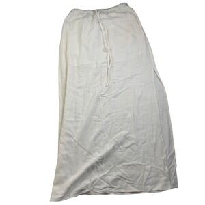 Elleven E217 Womens Cream Rayon Linen Blend Maxi Skirt Side Slit XS NWT